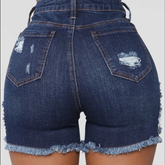 Fashion Nova Denim Dark Wash Jean Shorts - Picture 6 of 8
